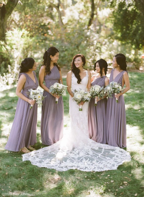 Bridesmaids on the lawn at Gardener Ranch Carmel Valley.